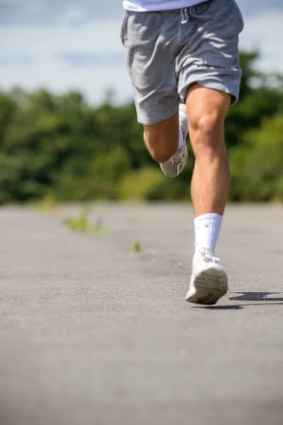 Nineteen Year Old Teenage Boy Jogging Public Park — Stock fotografie