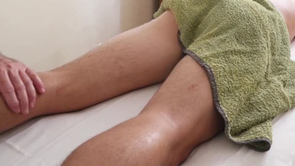 Young Male Adult Having Sports Massage — Stockvideo