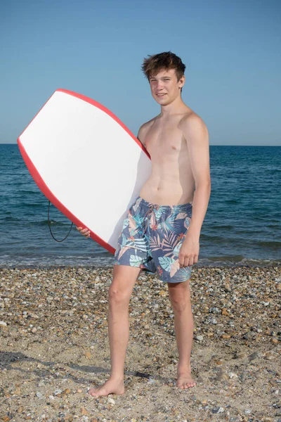 Year Old Teenage Boy Body Board — Stock fotografie