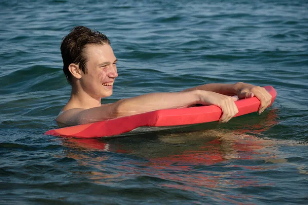 Year Old Teenage Boy Sea Body Board — Stok Foto