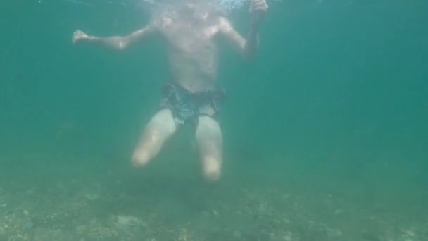 Year Old Teenage Boy Swimming Sea — Stok video