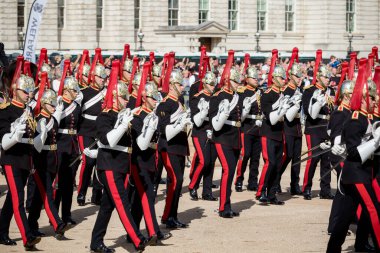 Londra, Birleşik Krallık, 14 Eylül 2022 Kraliçe Elizabeth 'in tabutunun Westminster Hall' a geçişi.