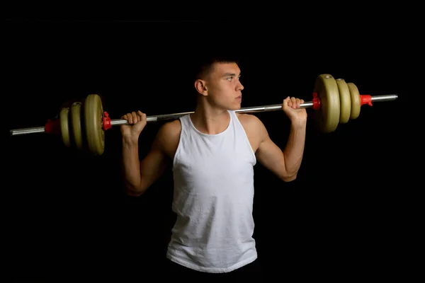 Jaar Oud Tiener Jongen Met Een Lange Halter Zijn Schouders — Stockfoto