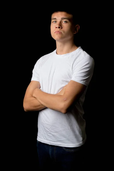 Portrait Standing Year Old Teenage Boy — Stock Photo, Image