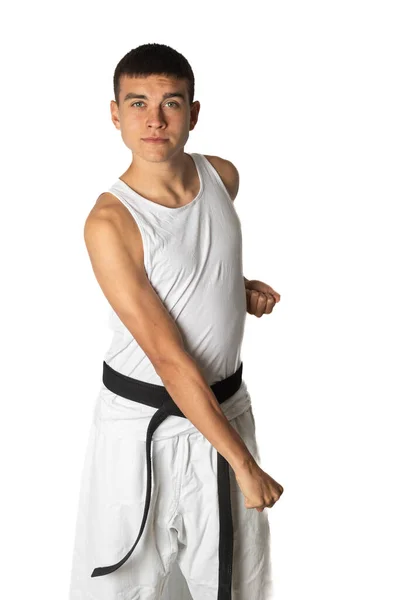 Jaar Oud Tiener Jongen Het Beoefenen Van Een Karate Lage — Stockfoto