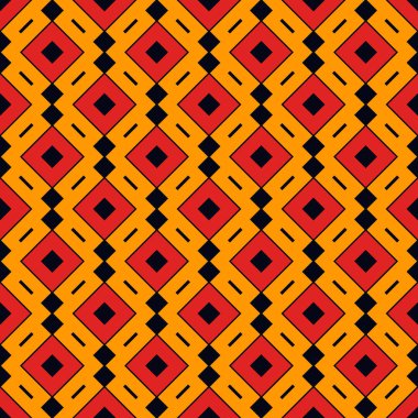 Etnik, kabilesel, pürüzsüz yüzey deseni. Tekrarlanan elmaslar ve eşkenar dörtgen motifler. Halkın geçmişi. Folklorik duvar kağıdı. Geometrik süs. Coğrafi dijital kağıt, tekstil baskısı. Vektör sanatı