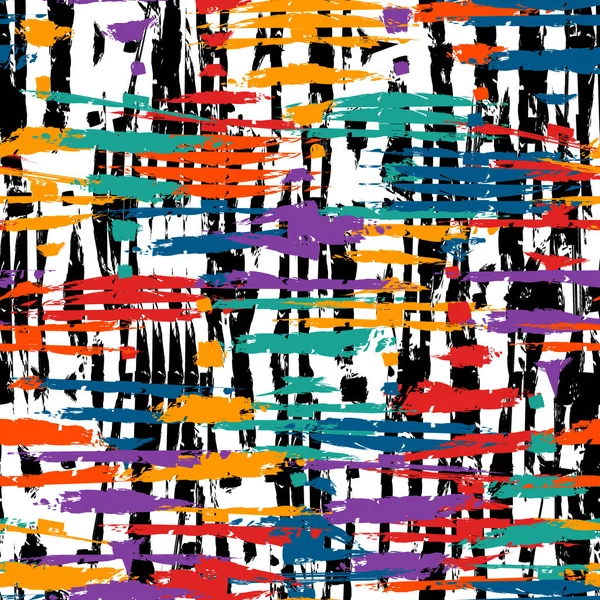 抽象表現主義スタイルのシームレスなパターン 手描きの混沌としたペイントスミア表面印刷 自由な現代的なテクスチャの背景 手書きの芸術デザインの壁紙 ベクトル現代美術 — ストックベクタ
