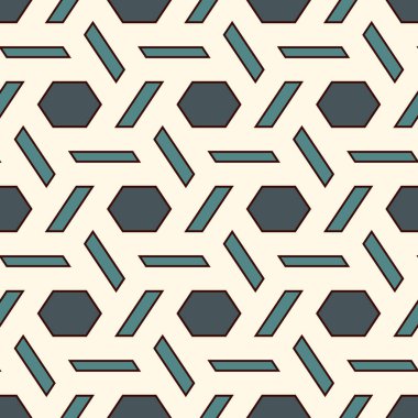 Çağdaş bal peteği geometrik deseni. Tekrarlanan altıgen süsü. Modern mozaik fayansların arka planı. Kusursuz yüzey soyut tasarımı. Geo duvar kağıdı. Dijital kağıt, tekstil baskısı. Vektör illüstrasyonu