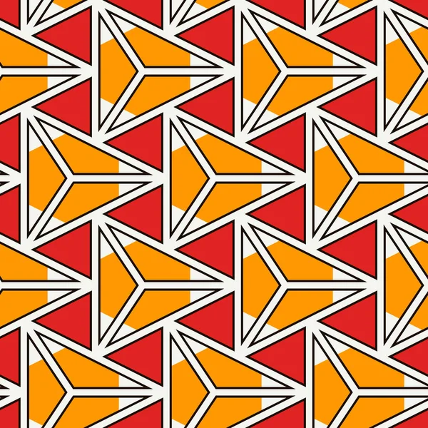 現代の幾何学模様 三角形を繰り返しモチーフ シームレスな表面設計 現代の抽象的背景 ジオオーナメントの壁紙 装飾的なデジタルペーパー テキスタイルプリント ベクターイラスト — ストックベクタ