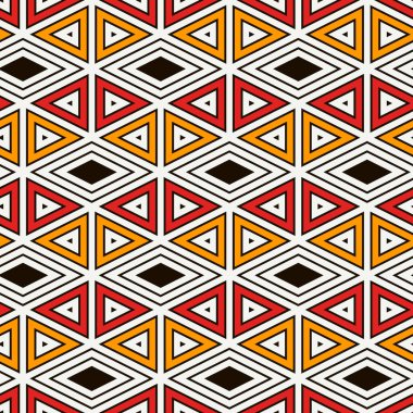 Etnik, kabilesel, pürüzsüz yüzey deseni. Amerikan yerlilerinin tarzı. Tekrarlanan elmas, üçgen süsü. Geometrik şekiller motifi. Boho şık dijital kağıt, tekstil baskısı. Modern jeo duvar kağıdı.