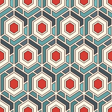 Çağdaş bal peteği geometrik deseni. Tekrarlanan altıgen süsü. Modern mozaik arka plan. Kusursuz yüzey soyut tasarımı. Geo duvar kağıdı. Dijital kağıt, tekstil baskısı. Vektör sanatı