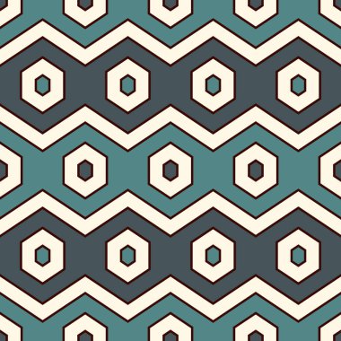 Modern zikzak deseni. Tekrarlanan altıgen süsü. Çağdaş geometrik arka plan. Kusursuz yüzey soyut tasarımı. Geo duvar kağıdı. Etnik dijital kağıt, tekstil baskısı. Vektör illüstrasyonu