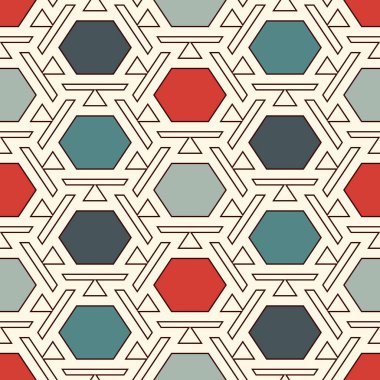 Çağdaş bal peteği geometrik deseni. Tekrarlanan altıgen süsü. Modern mozaik fayansların arka planı. Kusursuz yüzey soyut tasarımı. Geo duvar kağıdı. Dijital kağıt, tekstil baskısı. Vektör illüstrasyonu