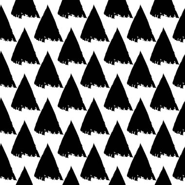 Üçgen motifi, minimum geometrik iz. Boya fırçası pürüzsüz desen. Freehand grunge tasarım arka planı. Moda el yapımı modern basit jeo süsü. Sanatsal el, soyut vektör duvar kağıdı çizmiş