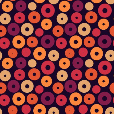 Polka noktalı fırça izi. Freehand grunge tasarım arka planı. Çember motifli modern asgari süs. Moda el çizimi geometrik baskı. Sanatsal el, soyut vektör duvar kağıdı çizmiş