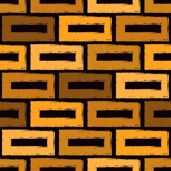 Motif Brick Wall Gambar Tangan Cetak Geometris Klasik Sikat Cat - Stok Vektor