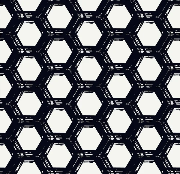 Honingraat Naadloos Patroon Herhaalde Zeshoekige Textuur Verfkwast Klassieke Geometrische Print — Stockvector