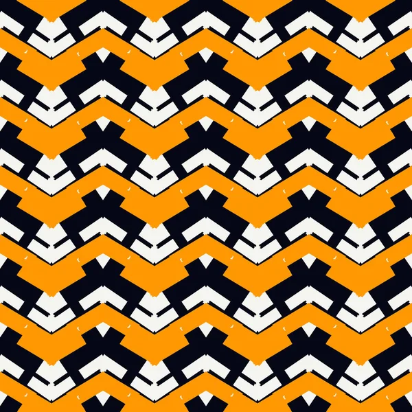 Patrón Étnico Sin Costuras Freehand Zigzag Stripes Print Fondo Diseño — Vector de stock