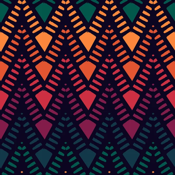 Etnik, pürüzsüz bir model. Freehand yatay zigzag sembolü çizgileri. Boho şık tasarım arka planı. Yerli, kabile tarzı duvar kağıdı. Fırça darbeleri, el çizimi geometrik süsler. Vektör soyut