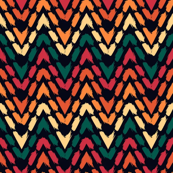 Etnik, pürüzsüz bir model. Freehand yatay zigzag sembolü çizgileri. Boho şık tasarım arka planı. Yerli, kabile tarzı duvar kağıdı. Fırça darbeleri, el çizimi geometrik süsler. Vektör soyut