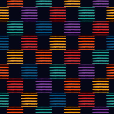 Boya fırçası darbeleri işaretlenmiş, kusursuz desen. Serbest tasarım arka planı. Çizgi motifi modern minimal süs. Moda el çizimi geometrik baskı. Sanatsal el çizimi jeo soyut vektör duvar kağıdı