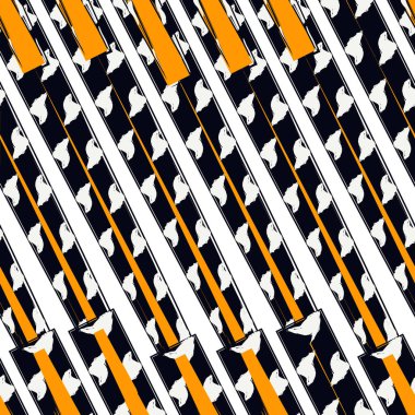 Fırça darbeleri kusursuz desen oluşturur. Serbest ve köşegen çizgiler. Tekrarlanan kaba kenar mürekkep çizgileri arka plan. Basit klasik geometrik motif. Moda grunge tasarımı. Vektör soyut modern duvar kağıdı