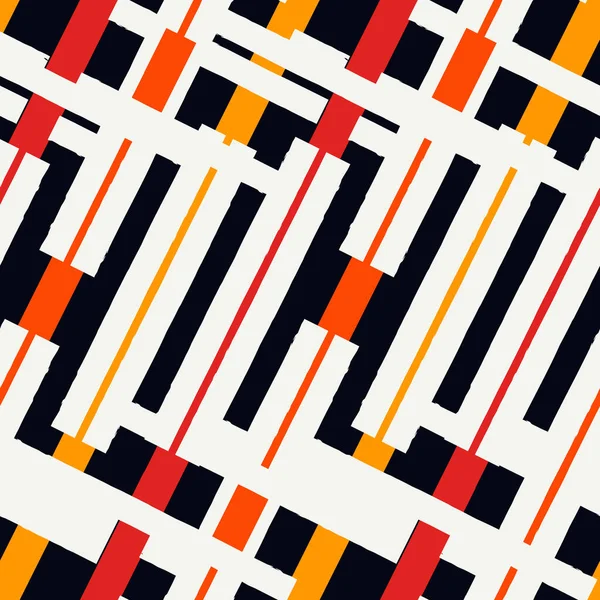 Geometrik dikişsiz desen. Bauhaus tarzı arka plan. Modern şebeke baskısı Düz çizgi, çapraz çizgi motif süsü. Moda çağdaş jeo duvar kağıdı. Soyut vektör tasarımı