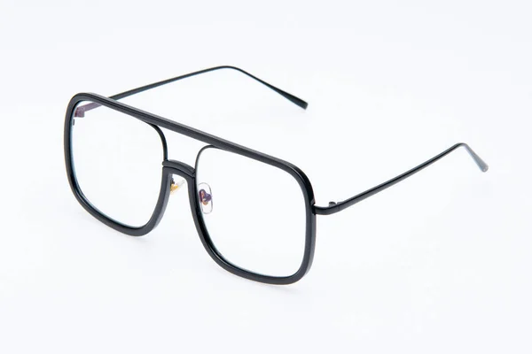 Fashion Zonnebril Zwart Vierkante Frames Witte Achtergrond — Stockfoto