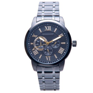 Kol saati beyaz arkaplanda siyah.