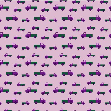 Arabalarda pürüzsüz izler var. Işıklı arka planda renkli arabalar. Ambalaj kağıtları, tatil davetiyeleri, tebrik kartları ve özgeçmişleri için çok uygun..