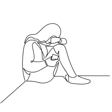 Koşan bir kızın sürekli çizimi..