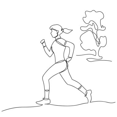 Koşan bir kızın sürekli çizimi..