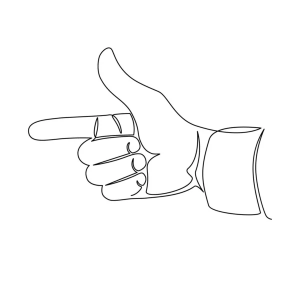 Рука Вказівним Пальцем Показує Напрямок Руху Малюнок Безперервного Контуру — стоковий вектор