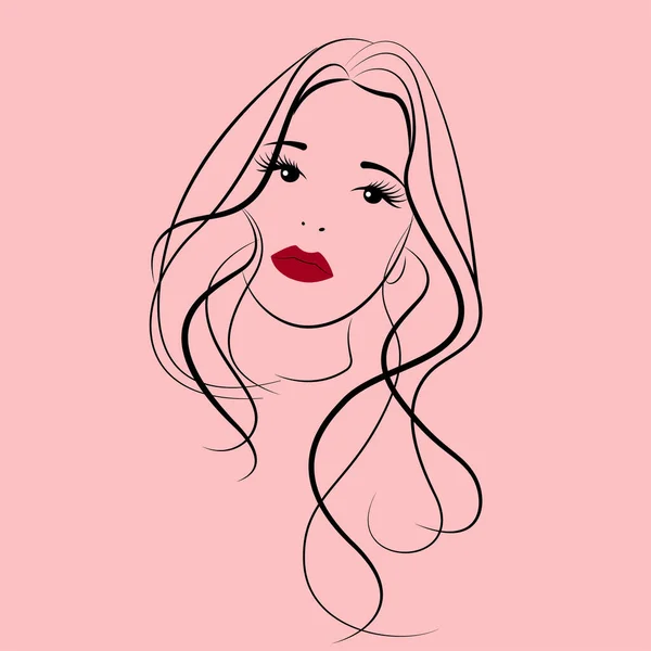 Moda Ocio Los Contornos Cara Una Mujer Joven Bonita Ilustración — Vector de stock