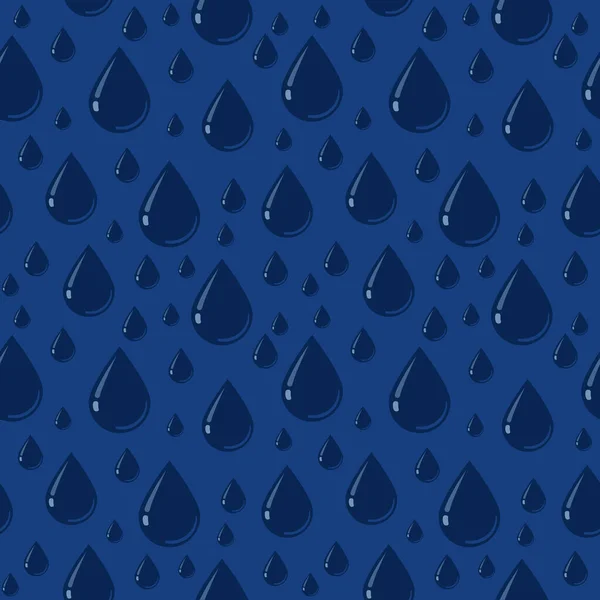 Modello Sfondo Blu Scuro Caduta Gocce Acqua Pioggia Sfondo Tessile — Vettoriale Stock