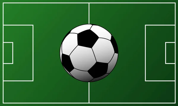 Koyu Yeşil Bir Futbol Sahasının Arka Planında Bir Futbol Topu — Stok Vektör