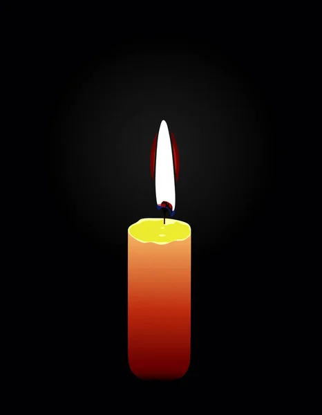 Burning Candle Black Background Mourning Sad Event Mysticism Vector Graphics — Stock Vector
