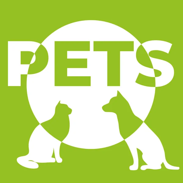 Icono Verde Sobre Tema Ecología Imágenes Gato Perro Sobre Fondo — Archivo Imágenes Vectoriales