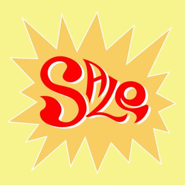 The inscription SALE on a yellow background. For website design, store design, banner creation, print design concept. Vector illustration.