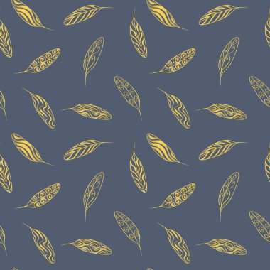 Gri arkaplanda altın yapraklı desen
