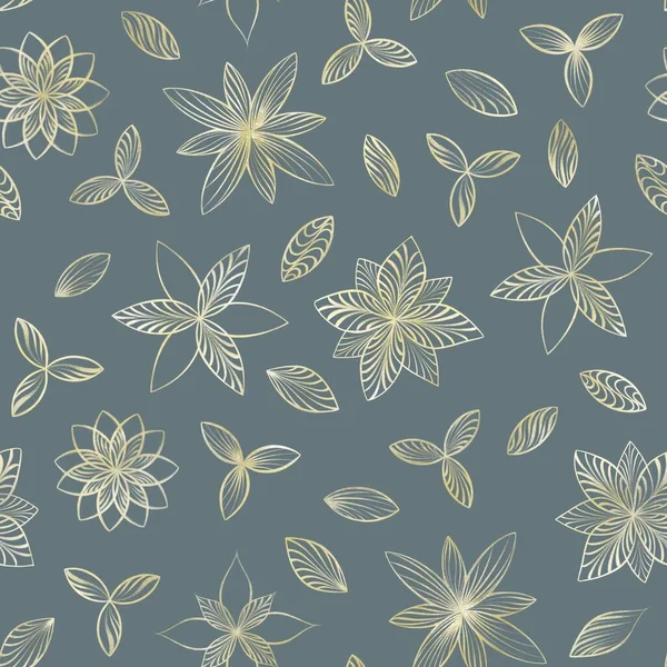 Gri arkaplanda altın rengi flora deseni