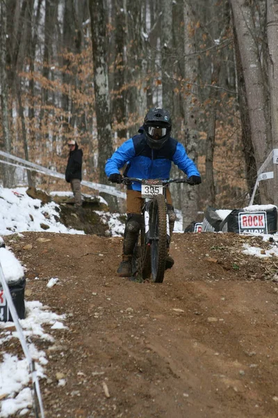 Las Bicicletas Corren Las Colinas Windrock Park Durante Los Nacionales —  Fotos de Stock