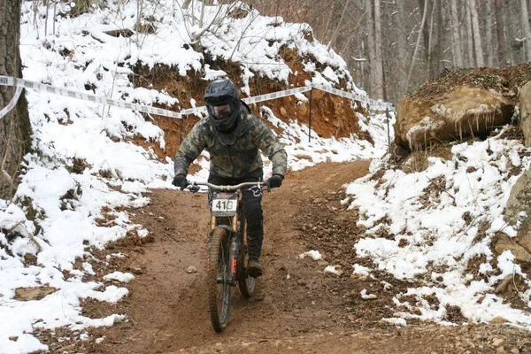 Cyklisté Běží Kopce Windrock Park Během Tennessee Národní2022 Koná Parku — Stock fotografie