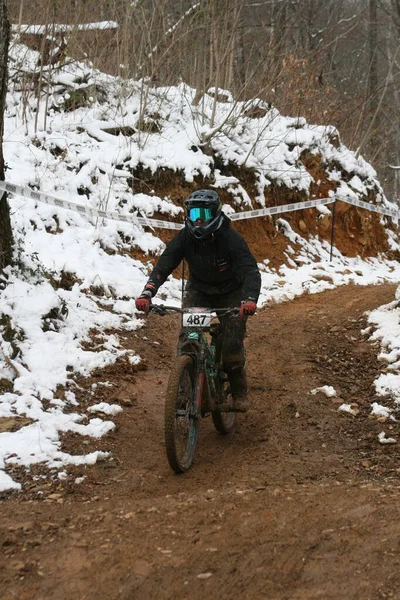 Las Bicicletas Corren Las Colinas Windrock Park Durante Los Nacionales — Foto de Stock