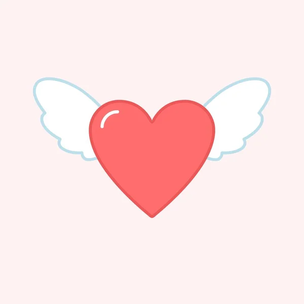 Coeur Rose Avec Ailes Symbole Vectoriel Amour — Image vectorielle