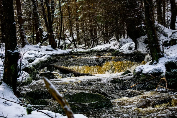Wasserfall Winter Branka Tachov Tschechien — Stockfoto