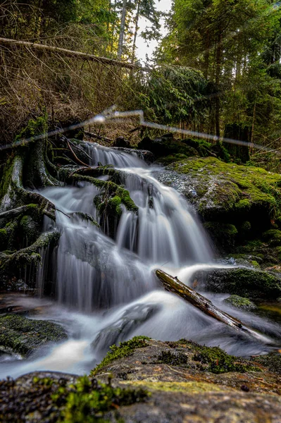 Waterfall Forest Bily Potok Sumava — Stock Photo, Image
