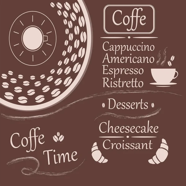 Kávézó Brosúra Vektor Kávézó Menü Design Cafe Sablon Kézzel Rajzolt — Stock Fotó