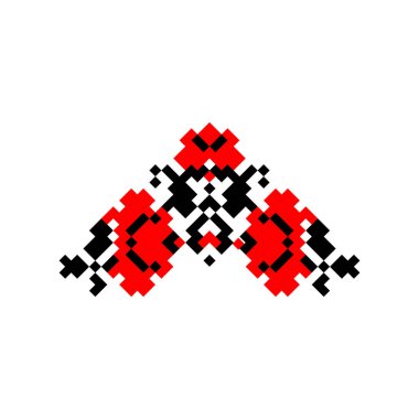 Ukrayna halk sembolünün vektör illüstrasyonu. Ukrayna ulusal süsü. Beyaz arka planda geleneksel siyah ve kırmızı Ukrayna nakışı