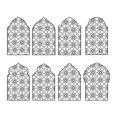 Süslü çeşitli Arapça pencereler